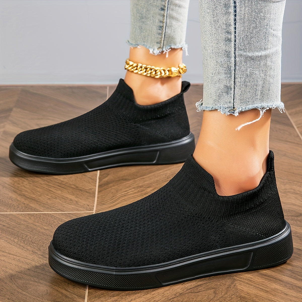 Women's Knit Slip On Sneakers Lightweight Outdoor Shoes