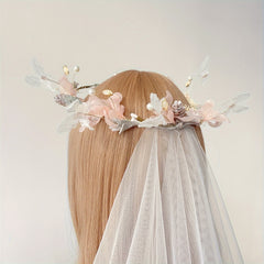 Romantic Bridal Veil with Double Layer Tulle & Butterfly Accents