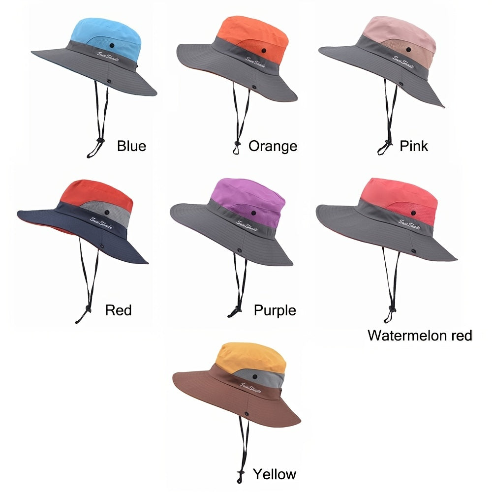 UV Protection Sun Hat with Wide Brim and Ponytail Hole
