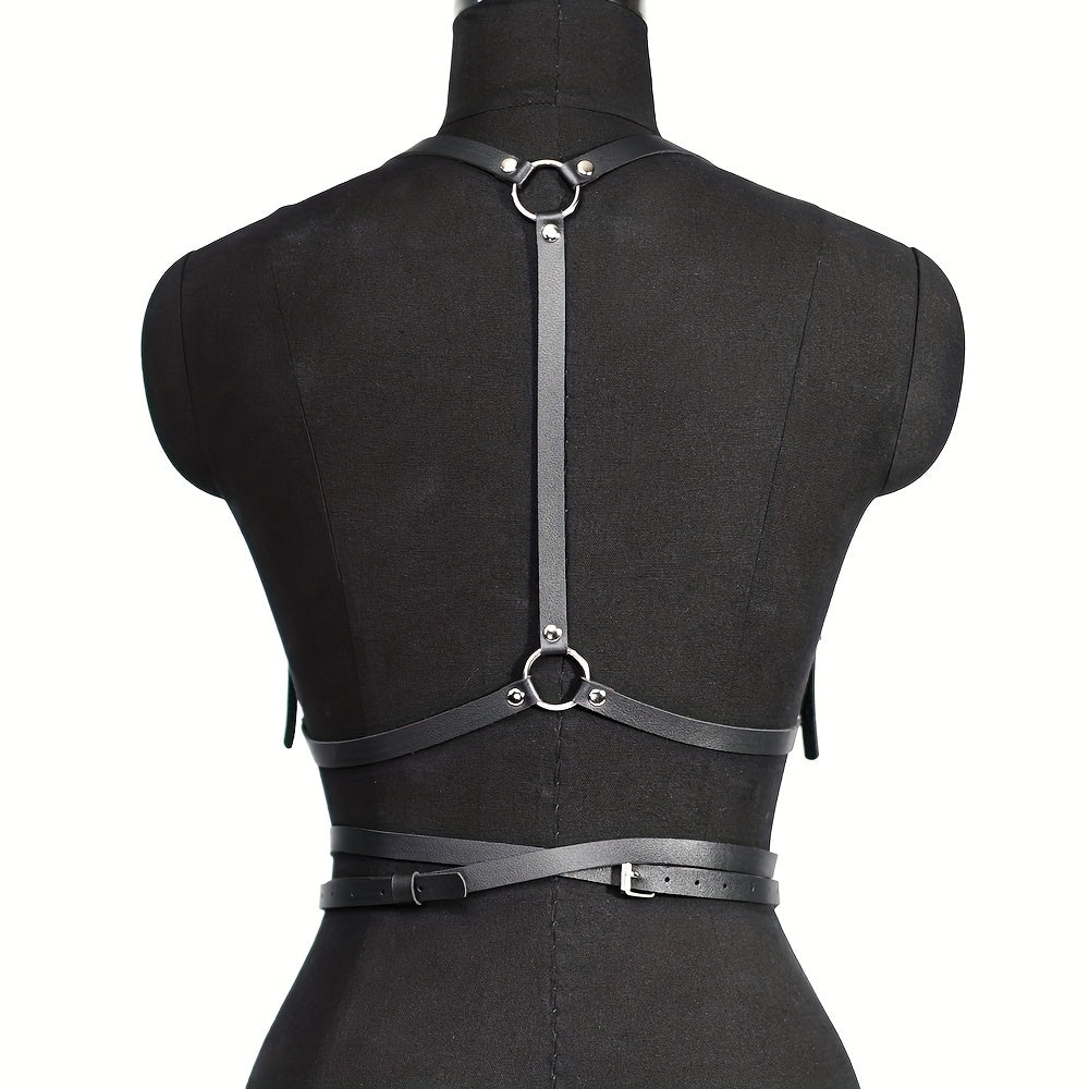 Women Punk Body Chest Harness Caged Waist Belts Gothic PU Leather