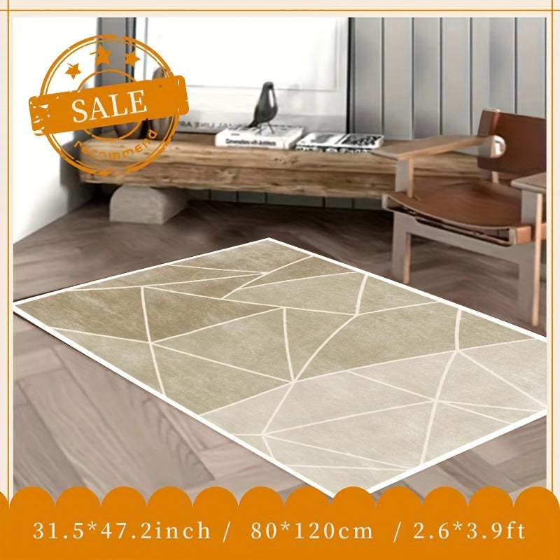 Soft Fluffy Geometric Area Rug for Living Room, Bedroom - Water