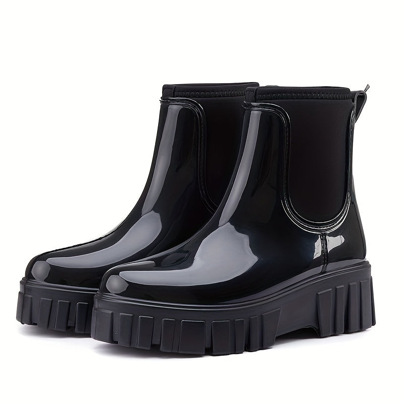 Women's Waterproof Rain Boots Non Slip Flat Water Shoes Slip On