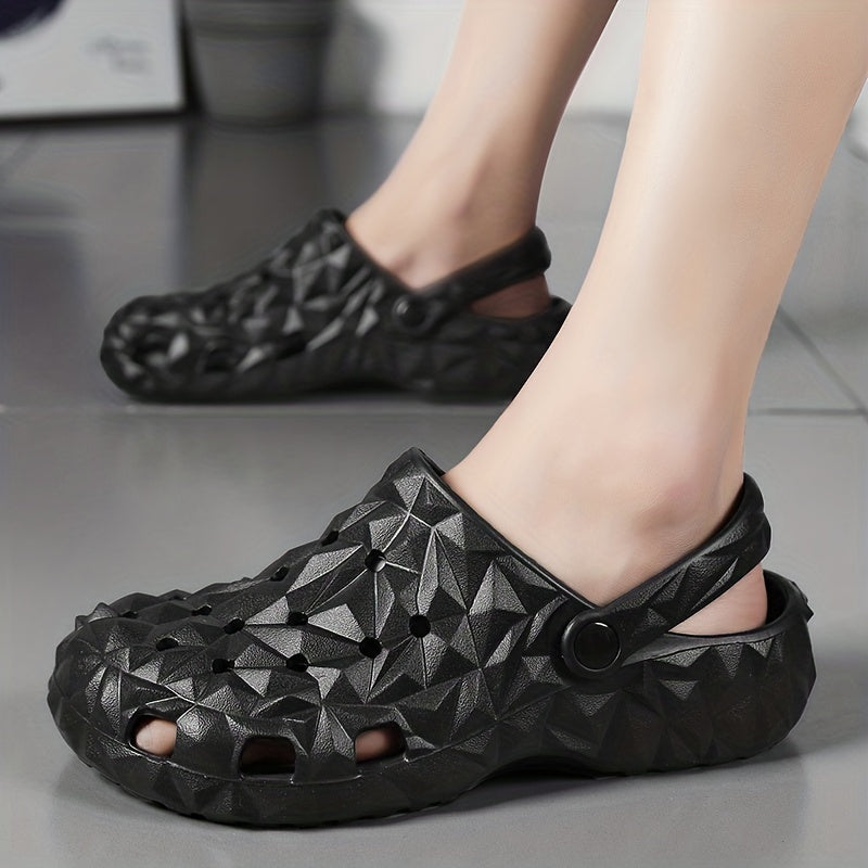 Men's Solid Geometric Slip On Clogs