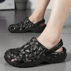 Men's Solid Geometric Slip On Clogs
