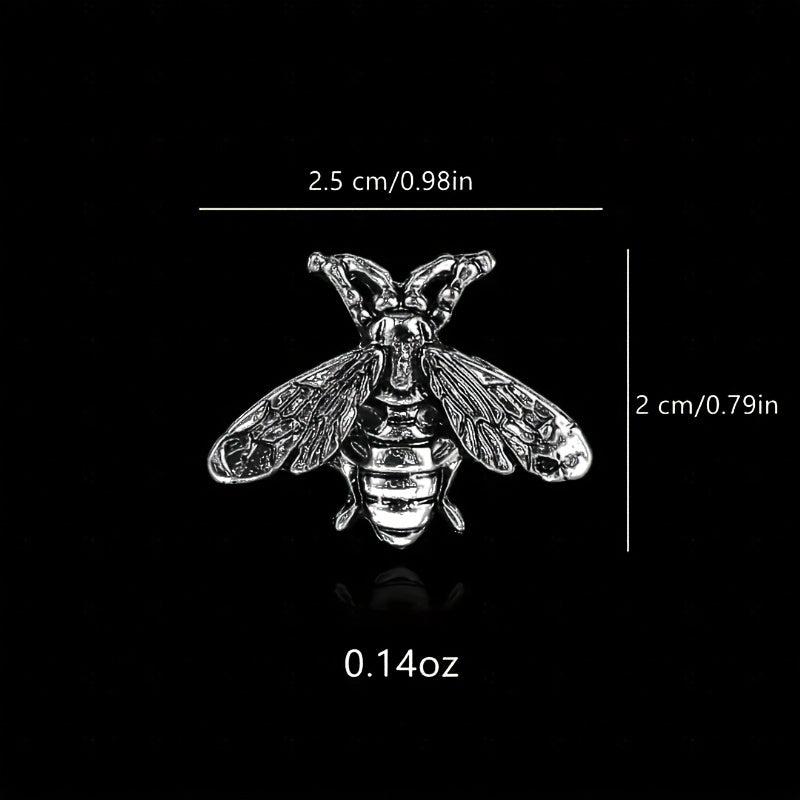Bee Brooch Collar Pin Buckle Alloy Button Couple Shirt Suit Accessory Silver