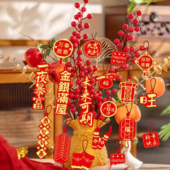 Year Spring Living Room Scene Arrangement with Green Plant and Ornaments