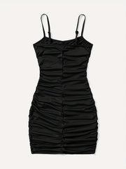  Sexy Summer Dress Women's Plus Solid Ruched Cami Dress