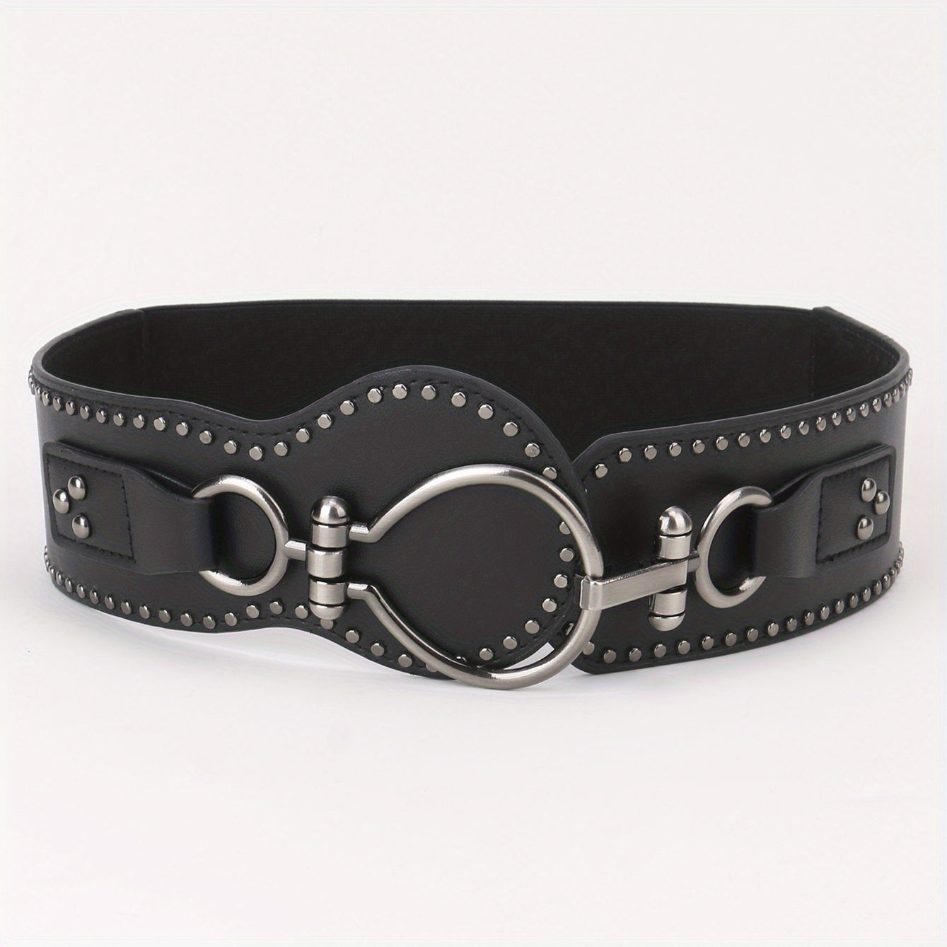Punk Wide Belt Rivet Decor PU Leather Waistband For Women