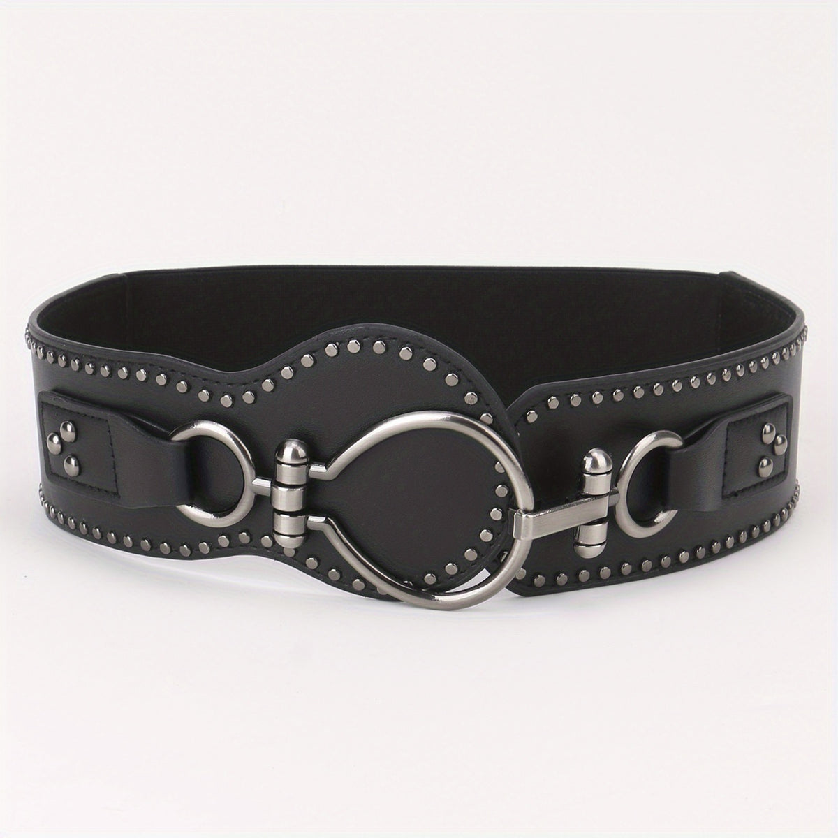 Punk Wide Belt Rivet Decor PU Leather Waistband For Women