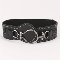 Punk Wide Belt Rivet Decor PU Leather Waistband For Women