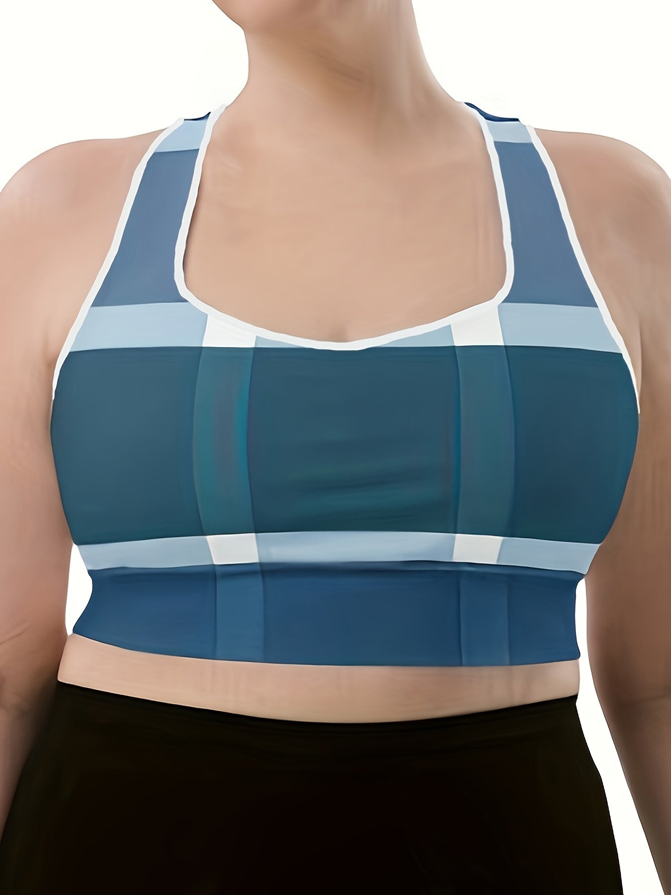  Sports Bra Women's Plus Geo Print Racer Back Bralette