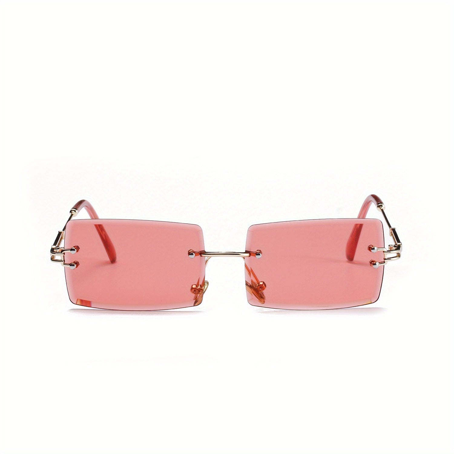 Women's Rimless Square Sunglasses Metal Frame Eyewear