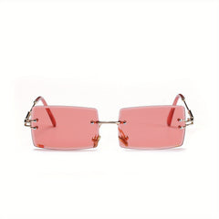 Women's Rimless Square Sunglasses Metal Frame Eyewear
