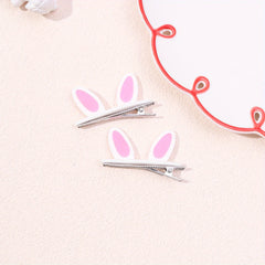 2pcs Rabbit Ears Decor Hair Clip Duck Billed Clip Sweet Hair Clip