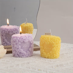 DIY Cylindrical Rose Flower Aromatherapy Candle Mold