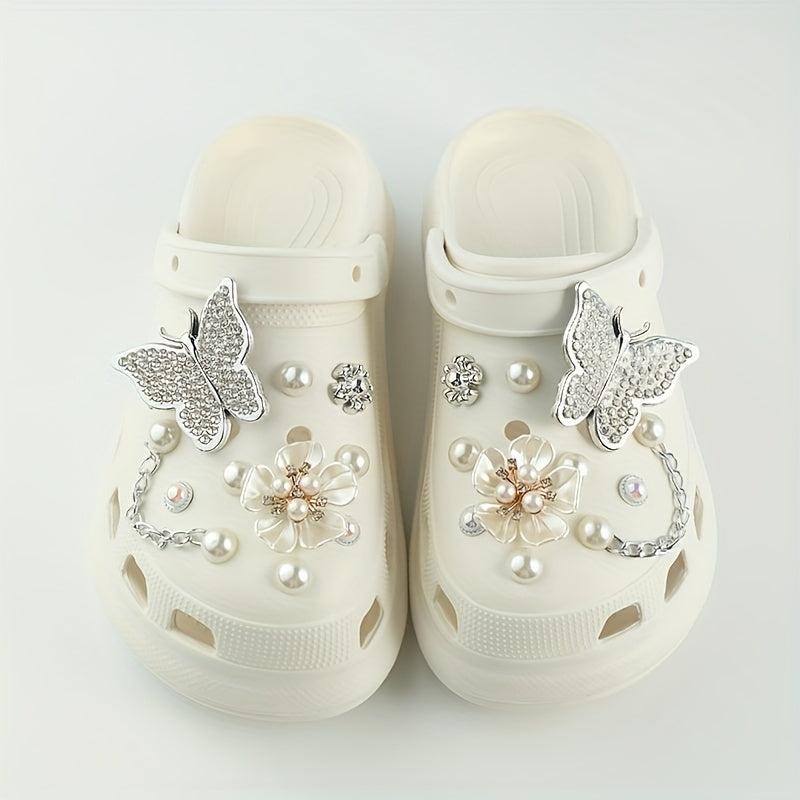 20pcs Shoe Charms Set Diamond Butterfly Flower Pearl Decor