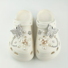 20pcs Shoe Charms Set Diamond Butterfly Flower Pearl Decor