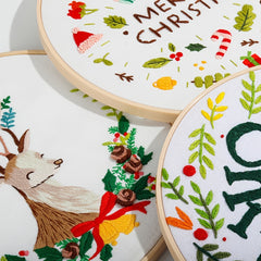 Embroidery Kit Merry Christmas Pattern 1 Hoop DIY Knitting Gift
