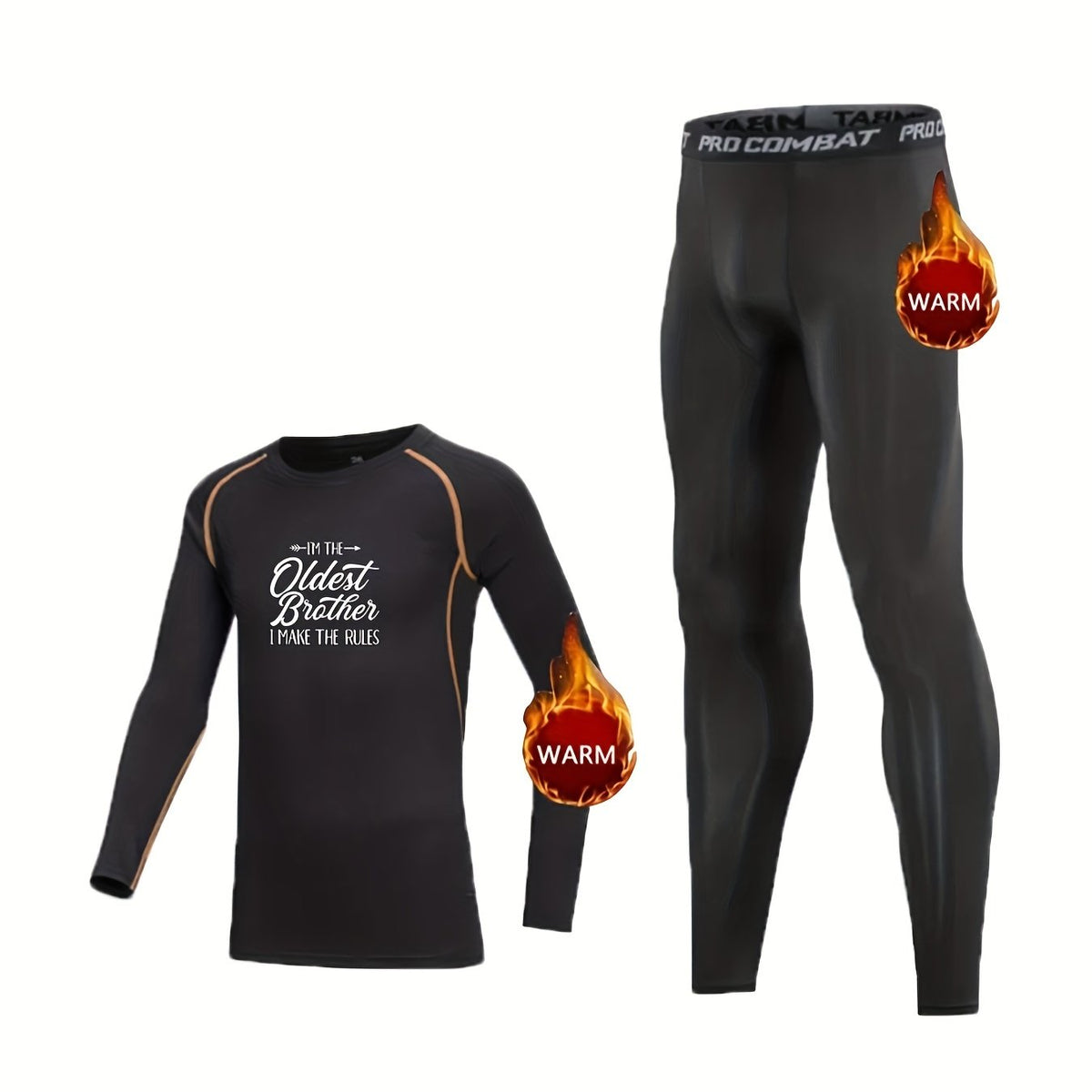2pcs Toddler Kids Fleece Compression Sets Crew Neck Pullover Matching Pants
