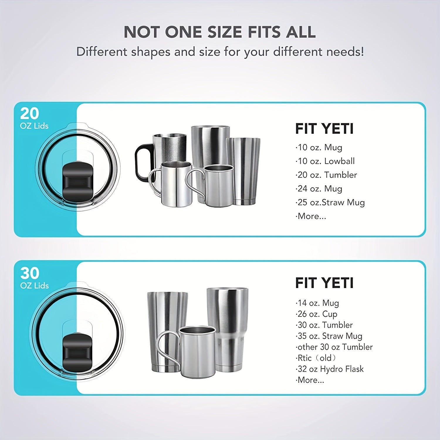 Spill Proof Tumbler Replacement Lids for 20oz and 30oz Cups