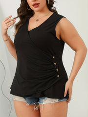  Solid Surplice Neck Tank Top