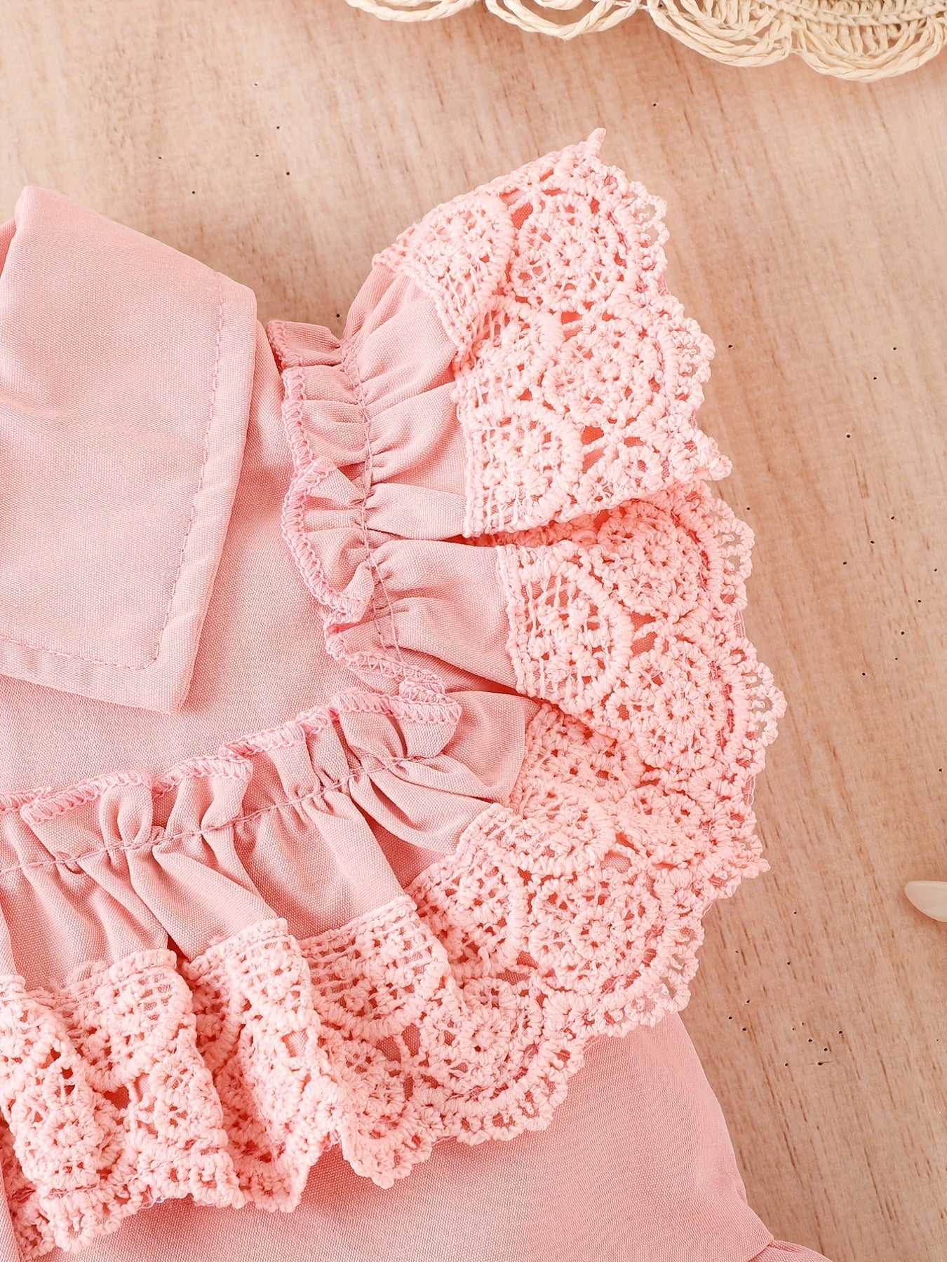 Baby Girls Ruffle Lace Trim Sleeveless Dress