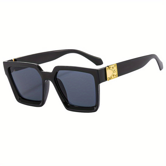 Square Frame Sunglasses Metal Temple Glasses UV400