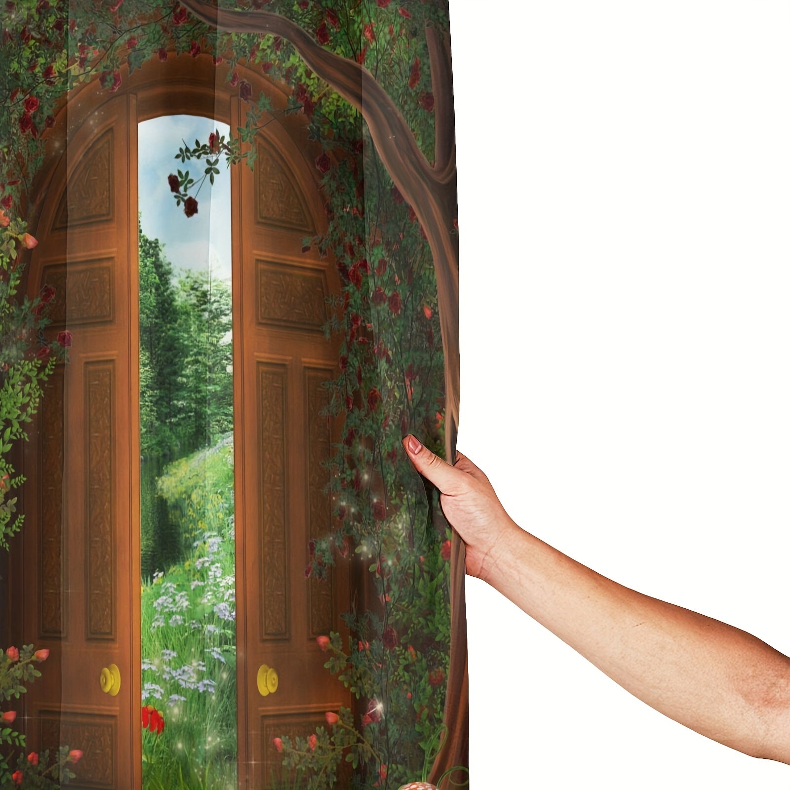 Fantasy Garden Shower Curtain with 12 Hooks