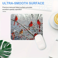 Winter Birch Trees And Cardinals Mouse Pad