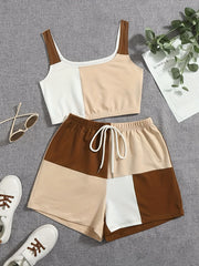 Sleeveless Crop Tank Top & Wide Leg Shorts Set