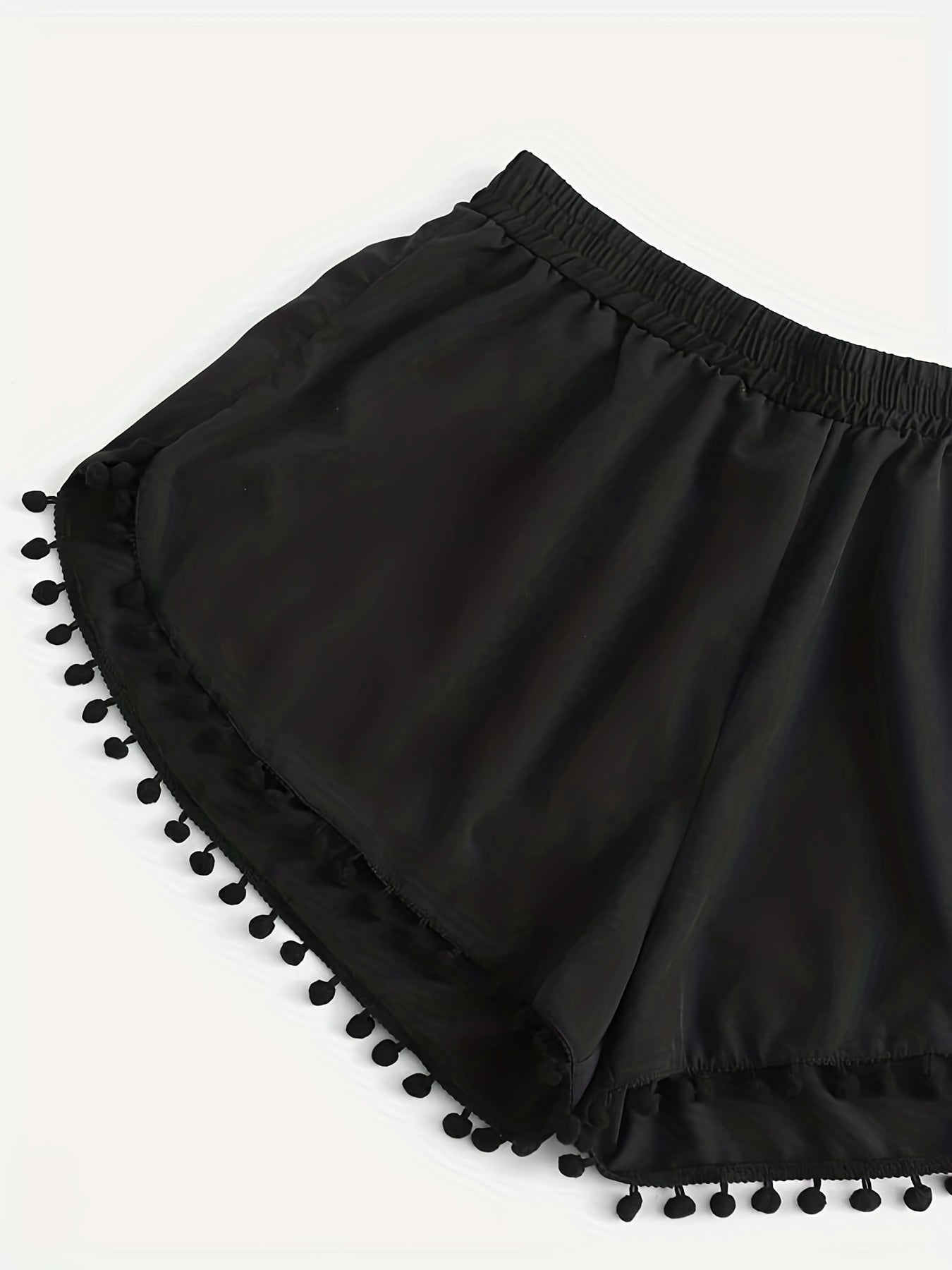  Vacay Shorts Women's Plus Elastic Pompom Trim Stretch Shorts