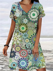  Short Sleeve V Neck Tee Dress