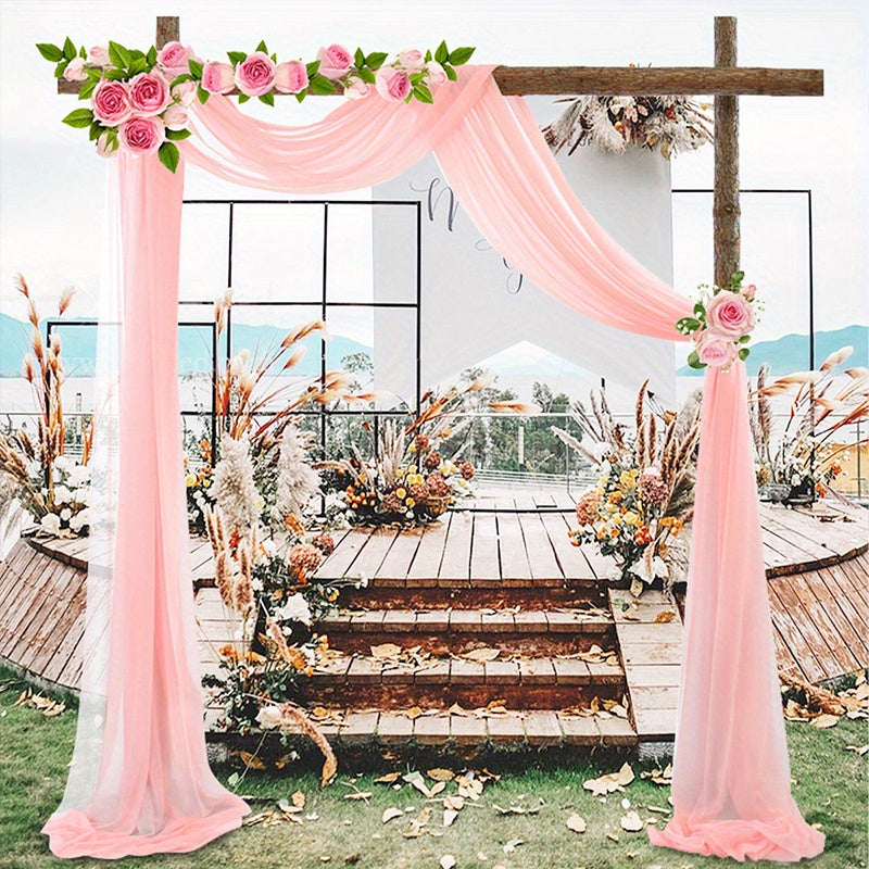 Wedding Peach Pink Chiffon Arches Valance for Decoration