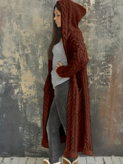  Women's Solid Hooded Cardigan Coat Knitted Sweater Coat