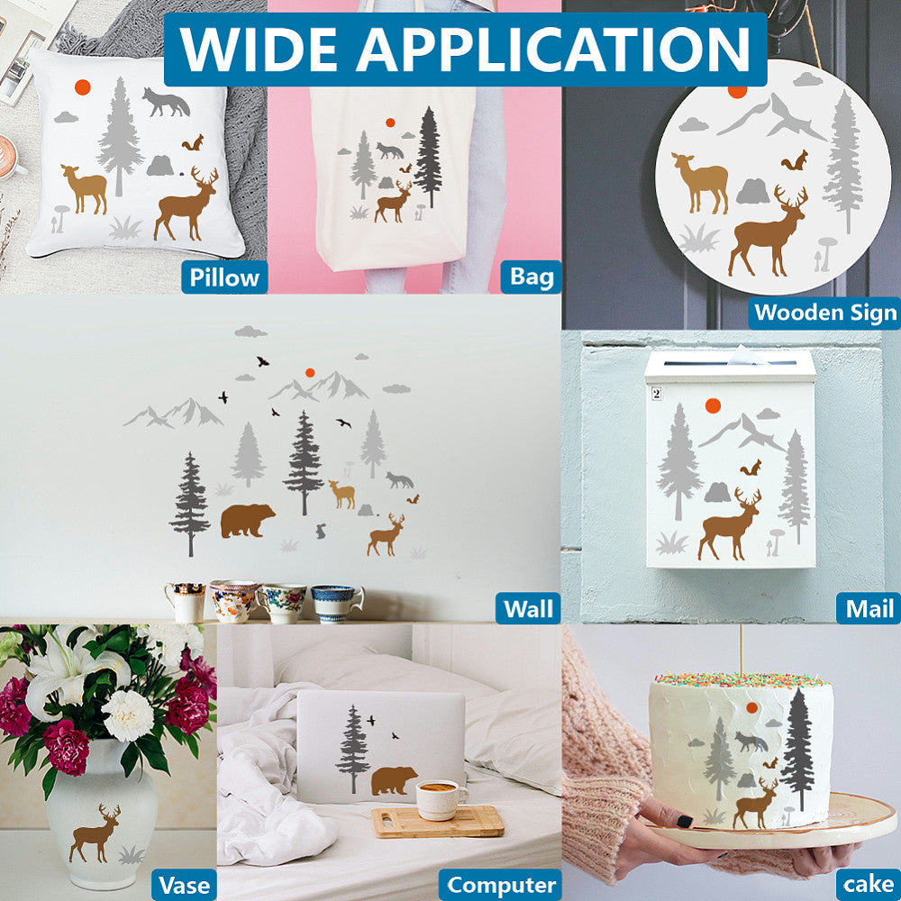 3pcs AHANDMAKER Forest Animal Stencils Set Wildlife Painting Templates