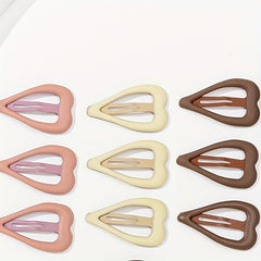 10pcs Heart Hair Pin Solid Snap Clip Non Slip Hair Accessory