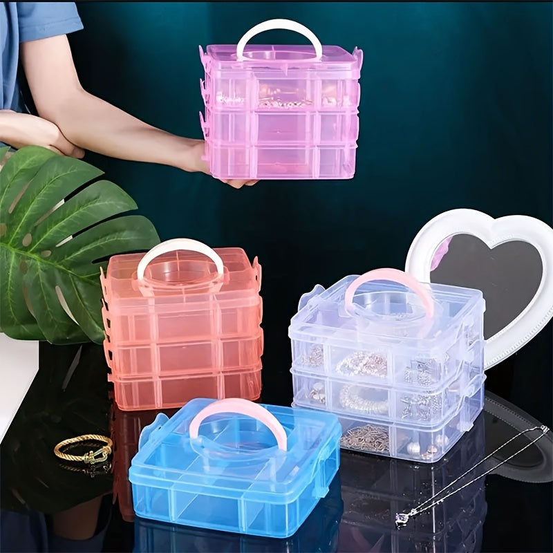 Detachable Jewelry Storage Box Three Layer Transparent Cosmetics Storage Box