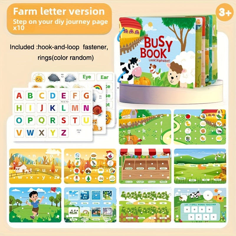 Interactive Busy Book for Youngsters Quiet Activity Book Phonics & Learning