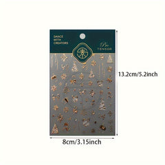 Glittery Golden Christmas Nail Art Stickers