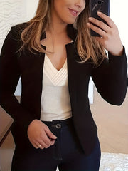  Blazer Women's Plus Solid Split Lapel Collar Open Front