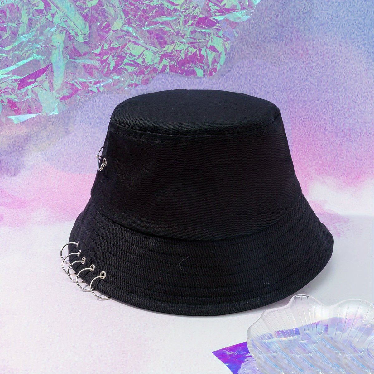 Punk Fisherman Cap Hip Hop Solid Casual Bucket Hat Unisex Sun Hat