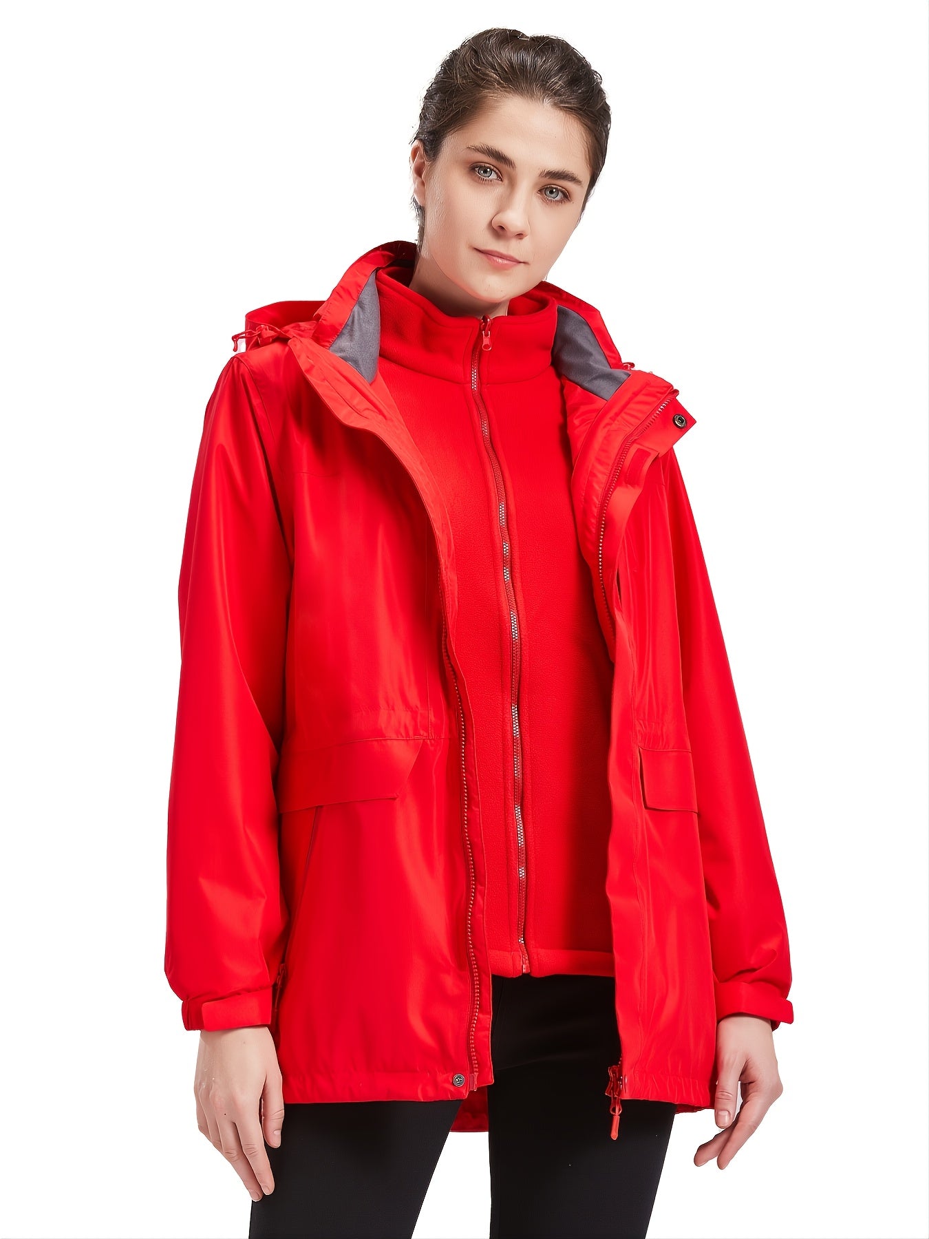 3-in-1 Thermal Jacket Waterproof Windproof Reflective Fleece Lined