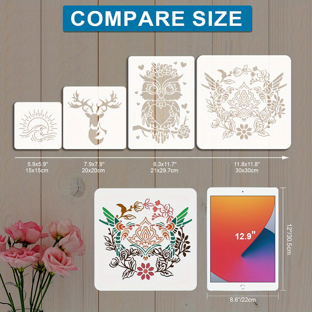1pc PET Hollow Out Drawing Stencils with 1pc Brush 297x210mm