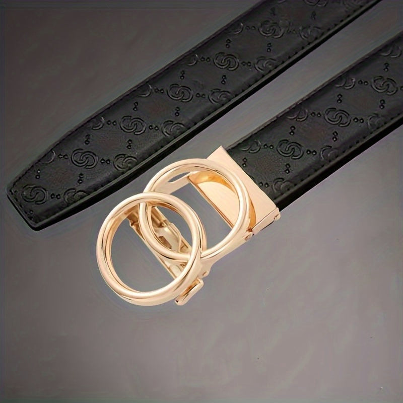 Men's Leather Belt Ratchet Buckle Adjustable Business Strap