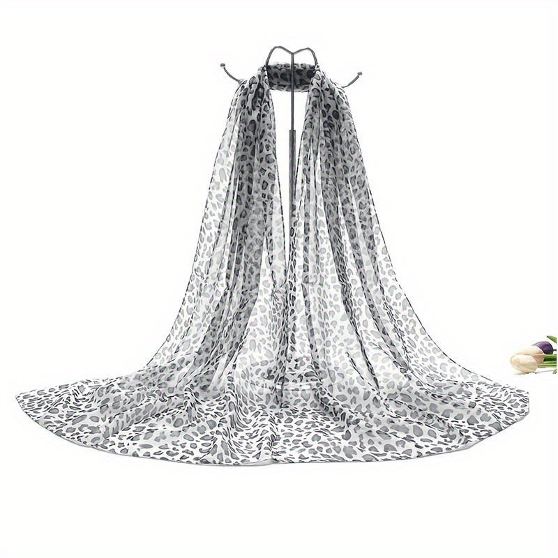 Leopard Print Scarf Thin Gauze Shawl Casual Sunscreen Head Wrap