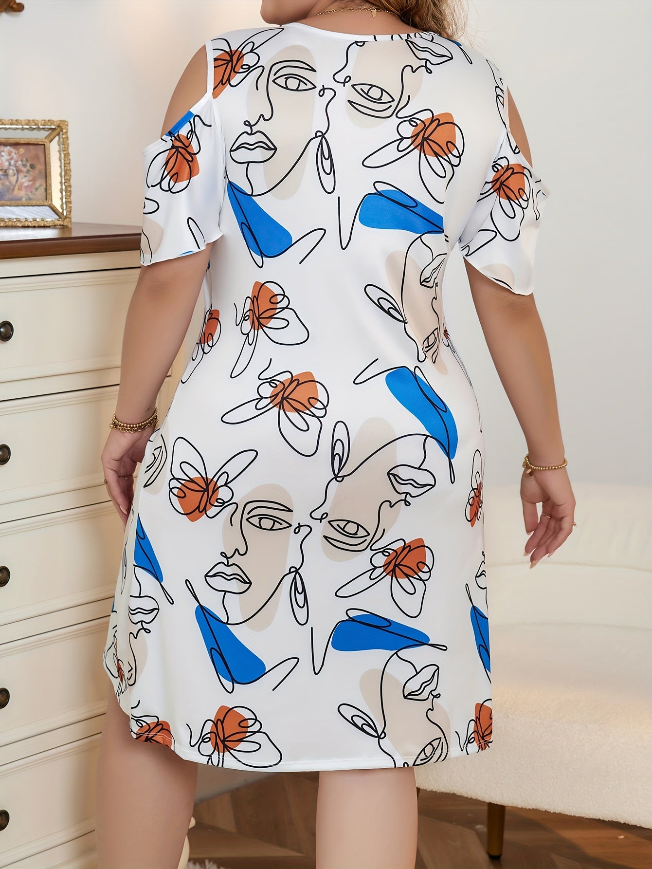  Y2K Nightdress Women's Plus Butterfly & Abstract Face Print