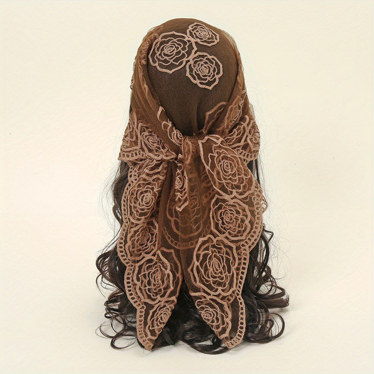 Lace Floral Embroidery Bandana Breathable Head Scarf Boho Shawl