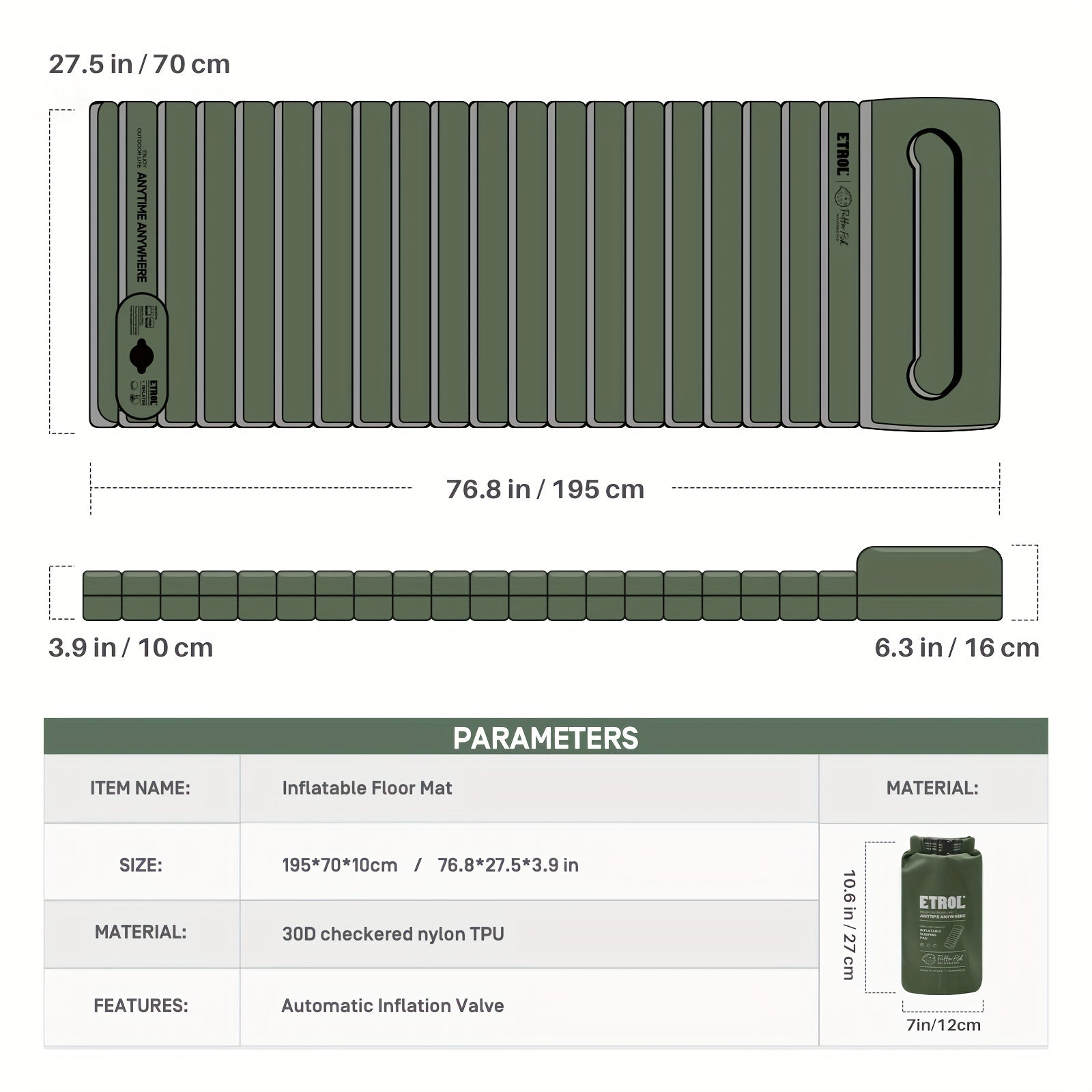 Inflatable Camping Sleeping Pad with Built-in Pillow Waterproof