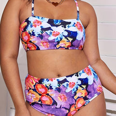  Floral Print Square Neck Bikini & Panty Set
