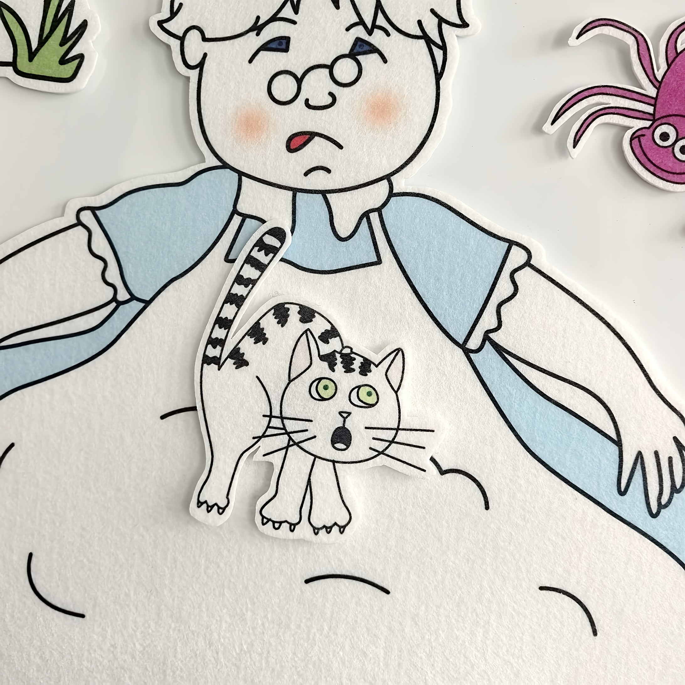 Red Felt Storytelling Pieces 'Old Lady Who Swallowed a Fly'